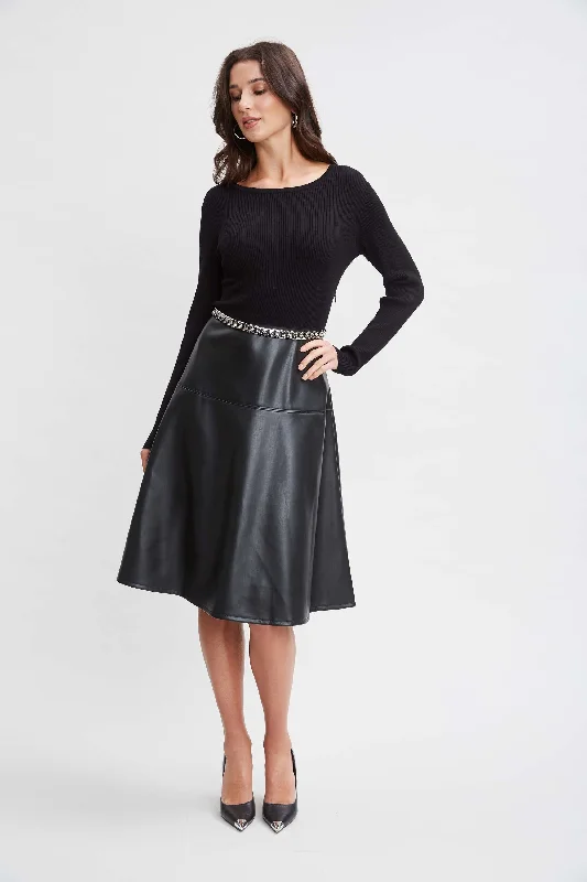 T-Tahari Knit Vegan Leather Dress