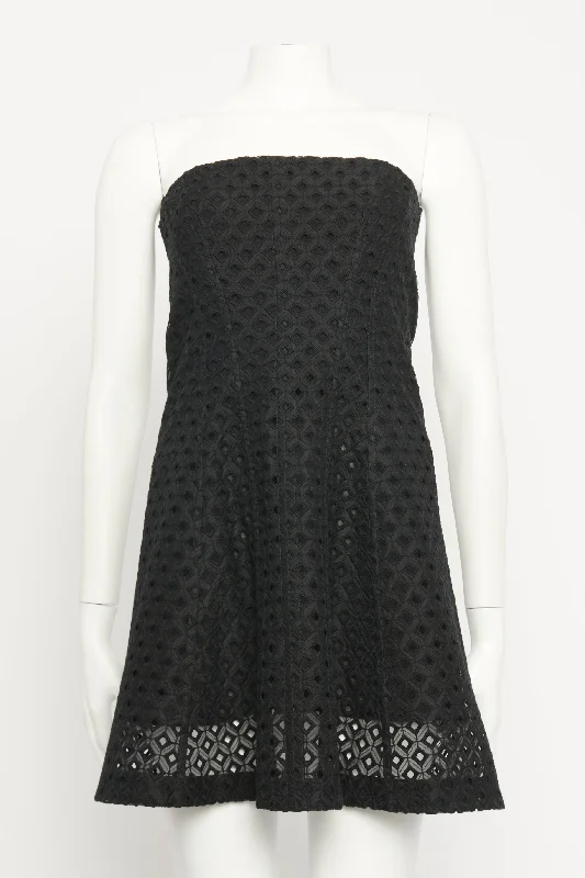 Black Cotton Laser Cut Preowned Dress