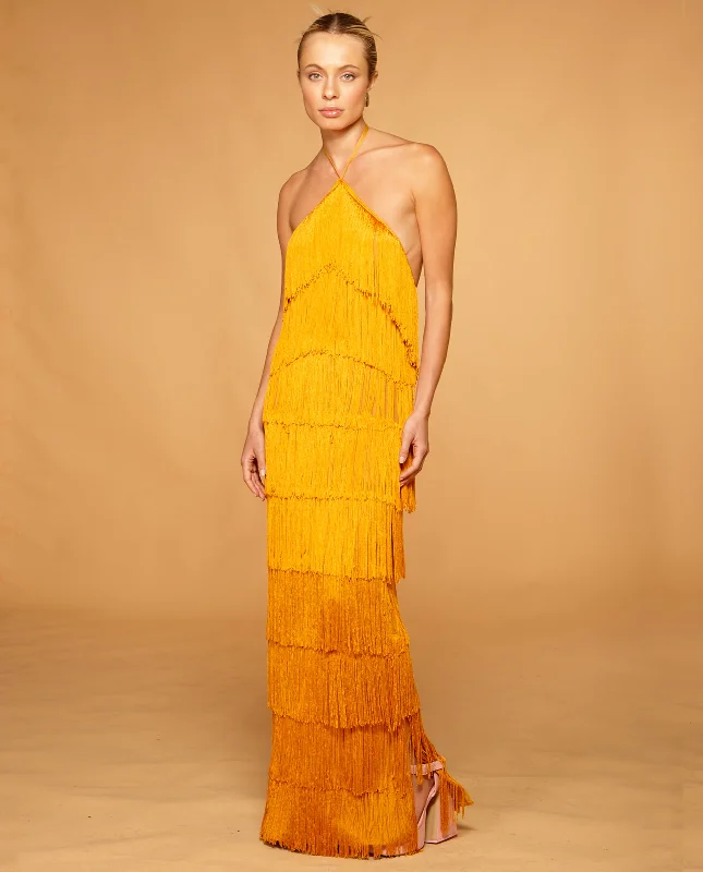 Gold Dress Moroccan Fringes