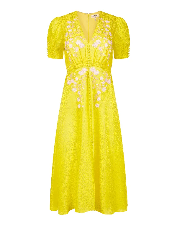 Lea Dress in Bright Lemon