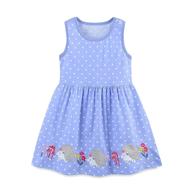 Sleeveless Dot Hedgehogs Toddler Dress