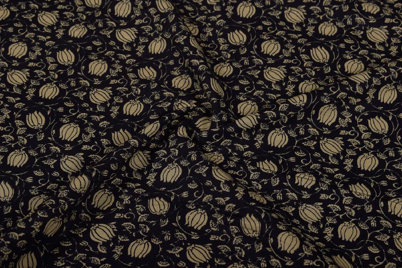 Black & Dark Cream Traditional Printed Cotton Cambric Fabric