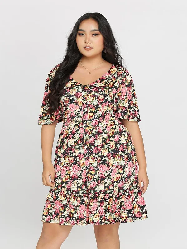 Ditsy Floral Backless Dress