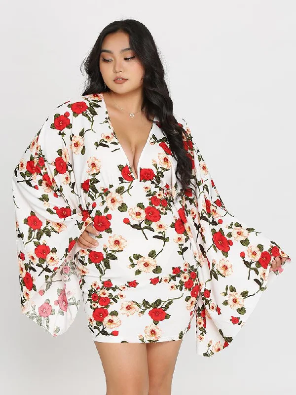 Floral Dolman Sleeve Dress