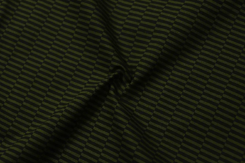 Green and Black Stripes Printed Cotton Cambric Fabric