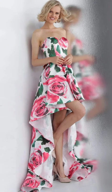 JVN by Jovani - Sweetheart Floral A-Line High Low Dress JVN67698SC - 1 pc Print In Size 8 Available