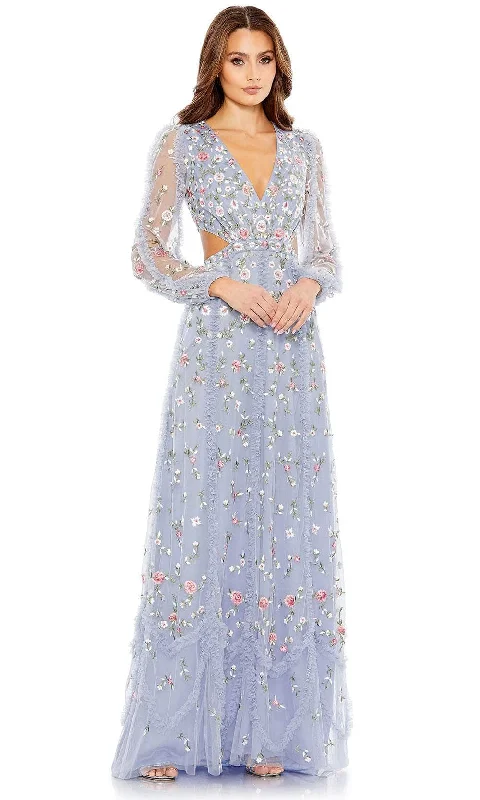 Mac Duggal 35107 - Floral Embroidered Sheer Long Sleeve Long Dress