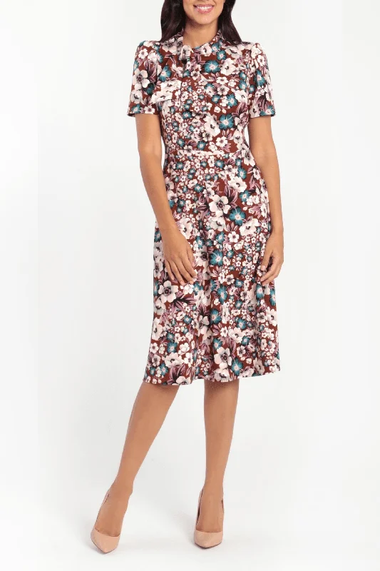 Maggy London G4764M - Floral Mock Neck Day Dress