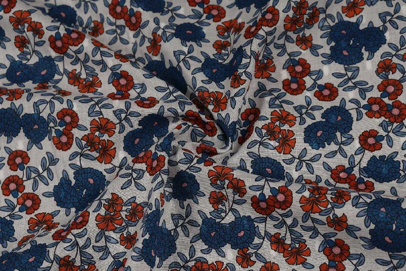 Multicolor Floral Cotton Dobby Fabric