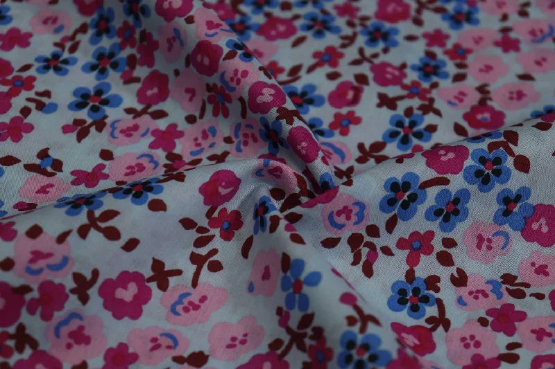 Multicolor Floral Printed Cotton Cambric Fabric