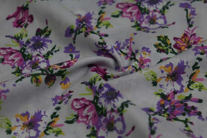 Multicolor Floral Printed Cotton Cambric Fabric