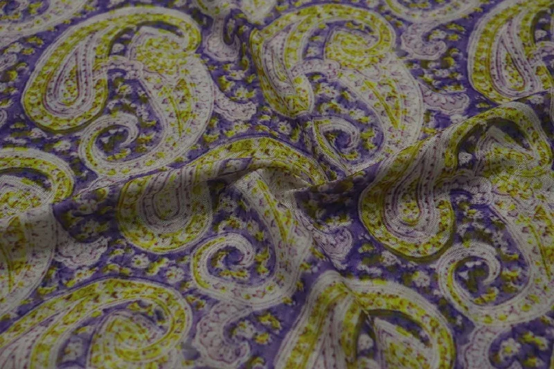 Multicolor Paisley Printed Cotton Muslin Fabric