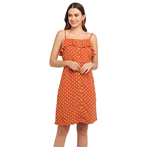 Zink London Women's Orange Printed Short Dress