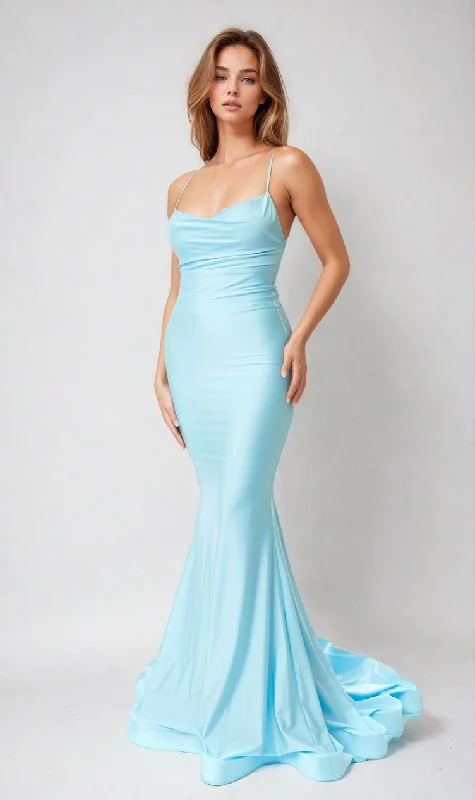 Lace-Up Open-Back Long Prom Dress: Atria 6557H