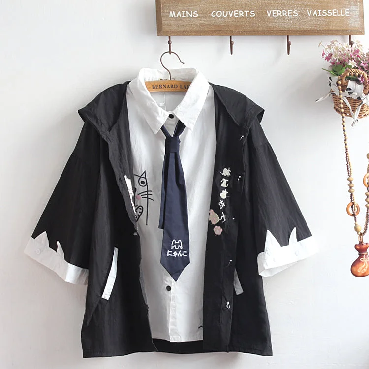 black coat + shirt B