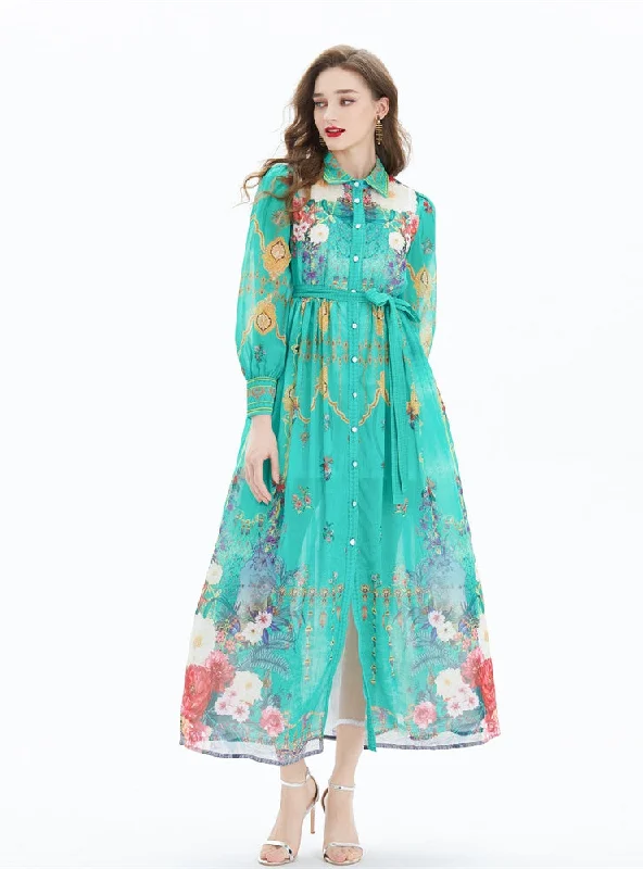 Palace Chiffon Printed Long-sleeved Dress