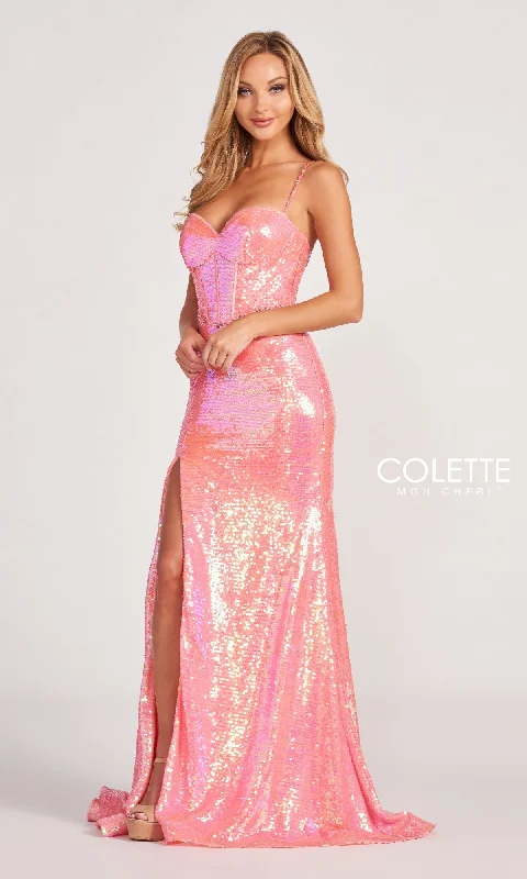 Stretch Allover Sequin Dress With Corset CL2054