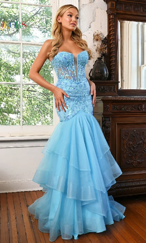 Sequin Sheer-Corset Long Mermaid Prom Dress 3212