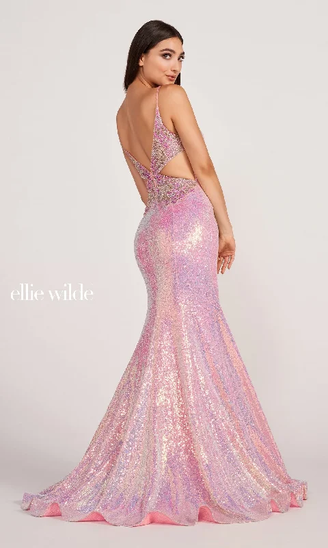 Butterfly Back Ellie Wilde Sequin Gown EW34088