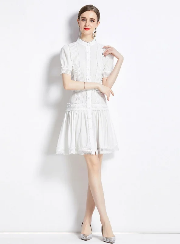 Hollow Slim Waist Shirt Dress