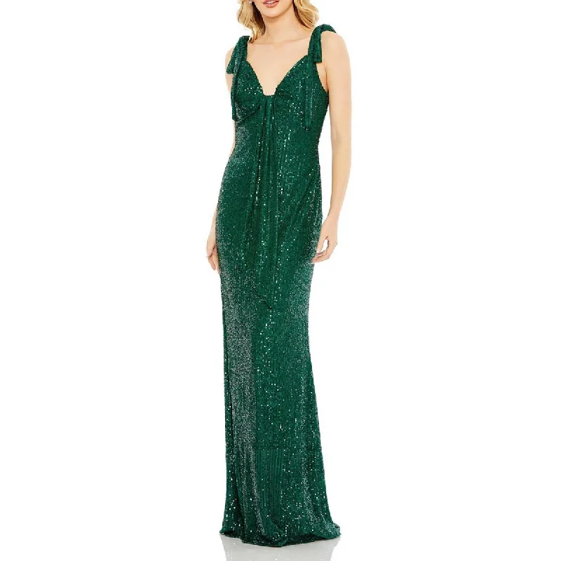 Ieena for Mac Duggal Womens Sequined Long Evening Dress