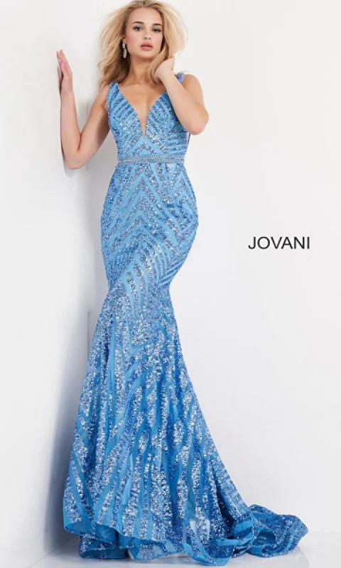 Long Jovani Sequin-Print Prom Dress 03570