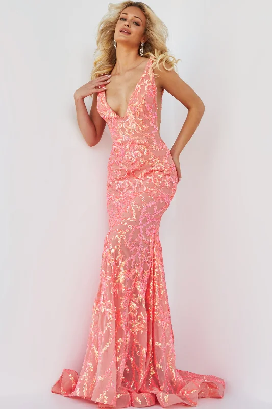 Jovani Sequin Prom Dress with Plunging Neckline