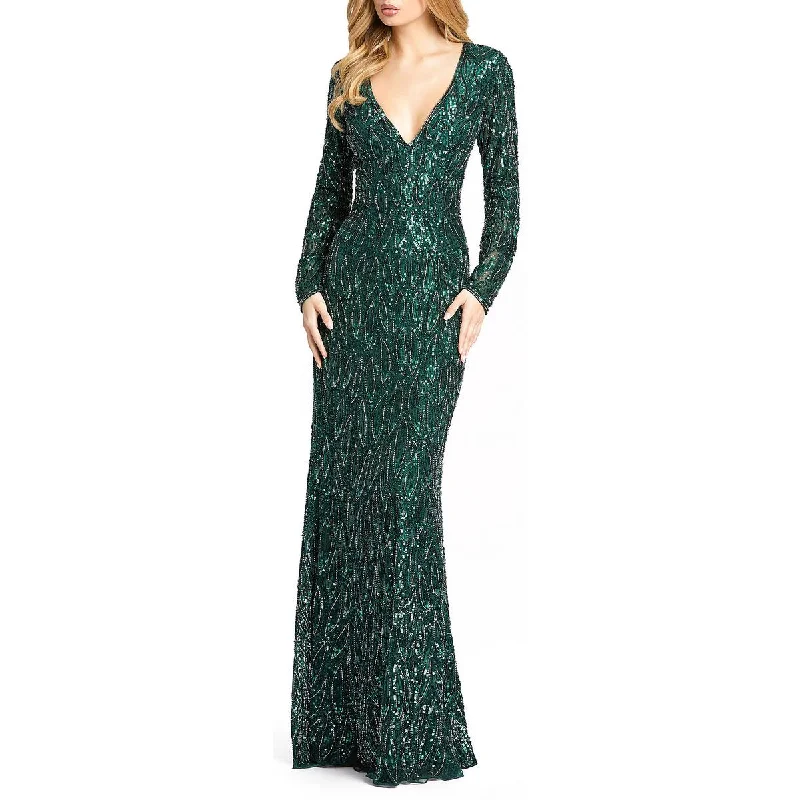 Mac Duggal Womens Sequin Embellished Evening Dress