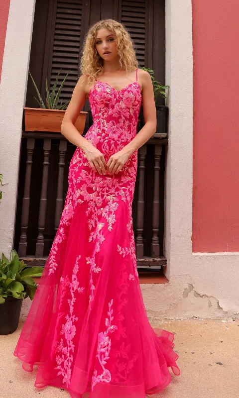 Sequin-Lace Long Neon Mermaid Prom Dress Q1390