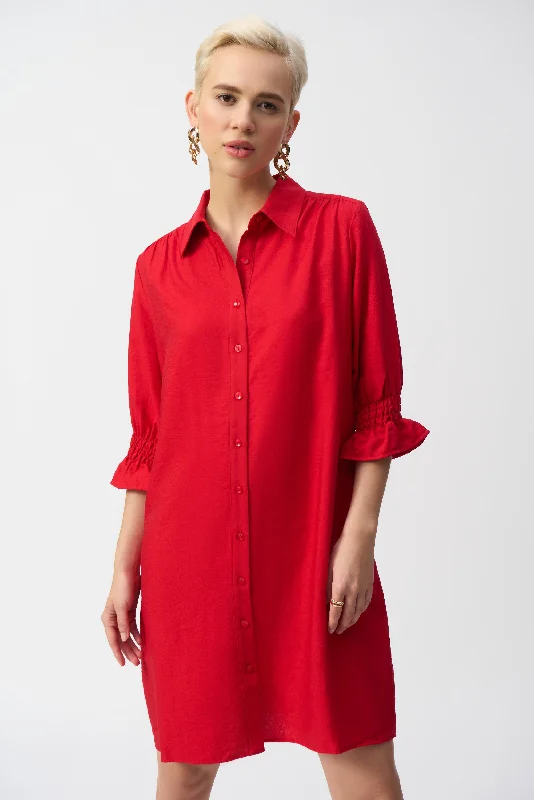 Poplin Button-Front Shirt Dress