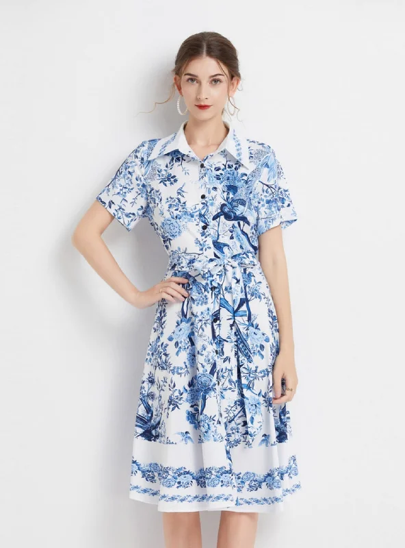 Slim-fit Short-sleeved Shirt Dress