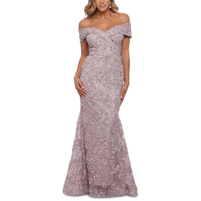 Xscape Womens Lace Sequined Evening Dress